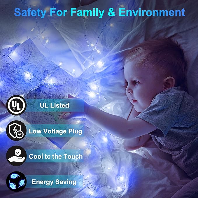 1500LED Christmas Lights Outdoor Use, 470ft 12 Modes Blue and Cool White LED String Lights with Timer Dimmable, Waterproof Christmas Tree Lights for Xmas Patio Yard Fence Balcony Garden Decor