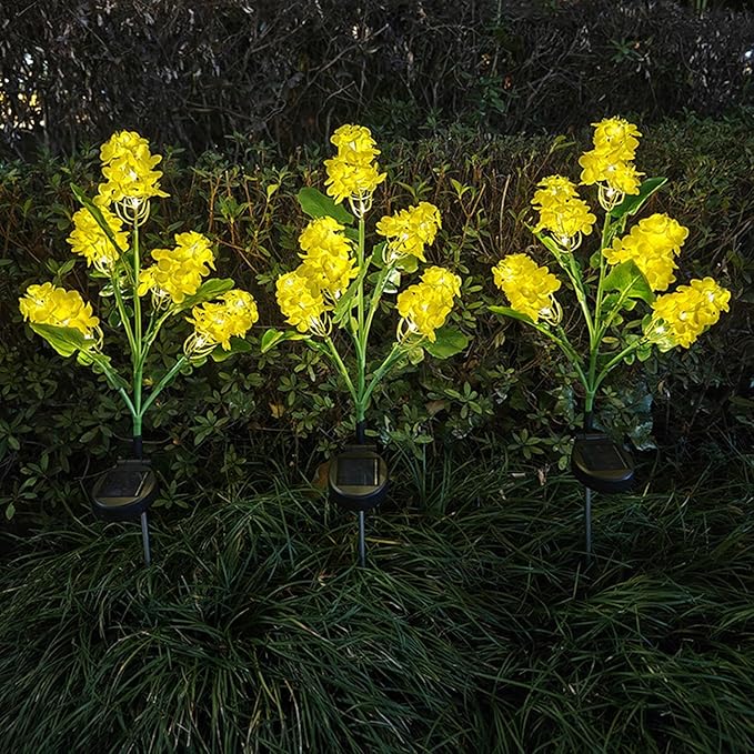 Garden Solar Lights Flowers, Automatic Lighting at Night, Waterproof Garden Decor for Yard Patio Pathway Lawn, Gardening Gifts for Women, Christmas Decoration, 5 Flowers