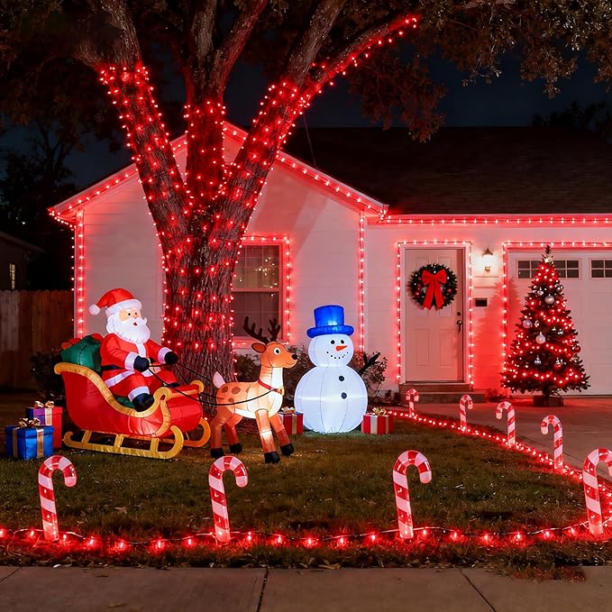 800 LED Christmas Lights Outdoor Indoor, String Lights for Outside with 8 Modes Waterproof, Plug in Twinkle Light Clear Wire for Xmas Tree, Patio, Garden, Party Decorations, Red