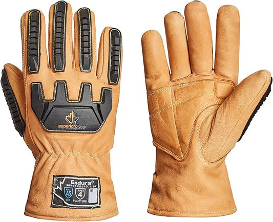 Superior Glove Endura Cut and Impact Resistant Leather Work Gloves – Insulated for Cold Winter Temperatures – 378KGTVB X-Large (Pack of 1 Pair)