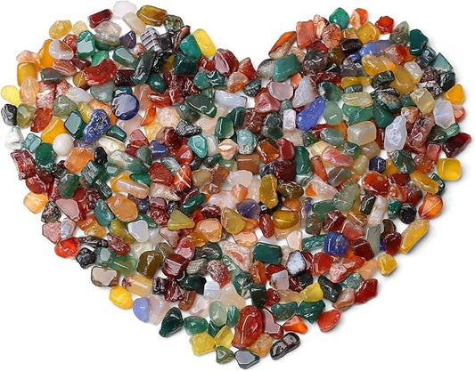 QINJIEJIE 0.9Lbs Multicolor Agate Rocks for Plant Decorative Succulent Pebbles Bulk Stones Terrarium Sand Small Turtle Rocks Fish Tank Decor Crystal Chips Aquarium Gravel Vase Filler for Planter