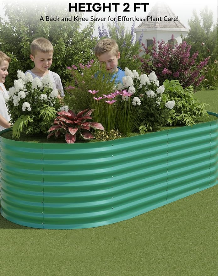 2 Pcs Raised Garden Beds Outdoor 6x3x2 ft - Galvanized Steel Planter Box for Vegetables, Flowers, Rust-Resistant Garden Box, Easy Assembly Raised Beds, Durable Planters for Outdoor Plants, Green