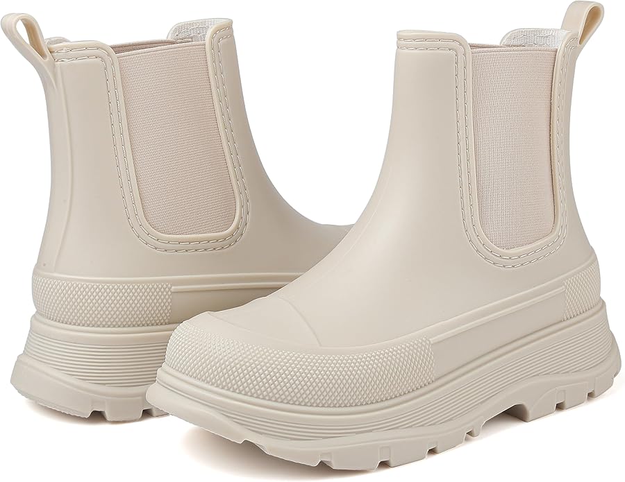 Women's Short Rain Boots Waterproof Slip On Ankle Chelsea Booties