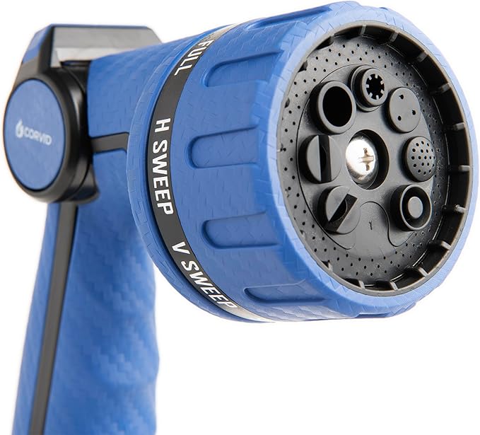 2-Pack Corvid Heavy Duty 8-Pattern Garden Hose Nozzle with Thumb Control, Adjustable High-Pressure Watering Spray Nozzle with Ergonomic Handle - Perfect for Lawn & Garden, Car Wash, Pet Cleaning