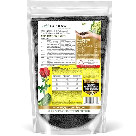 6-3-0 All-Purpose Professional Eco-Friendly Slow-Release Nitrogen Fertilizer with Iron & Calcium,Non-Burning, Enhances Soil Structure,for Indoor&Outdoor Plants,Vegetable Gardens (1/2 QUART)