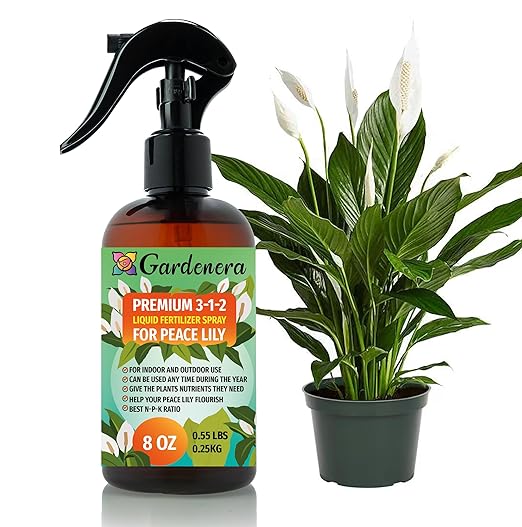Proffesional Peace Lily Spray Fertilizer Mist for Home Gardening | 3-1-2 Gentle Blend Mist for Healthy Leaves & Growth | Essential Nutrients for Peace Lily - 8oz