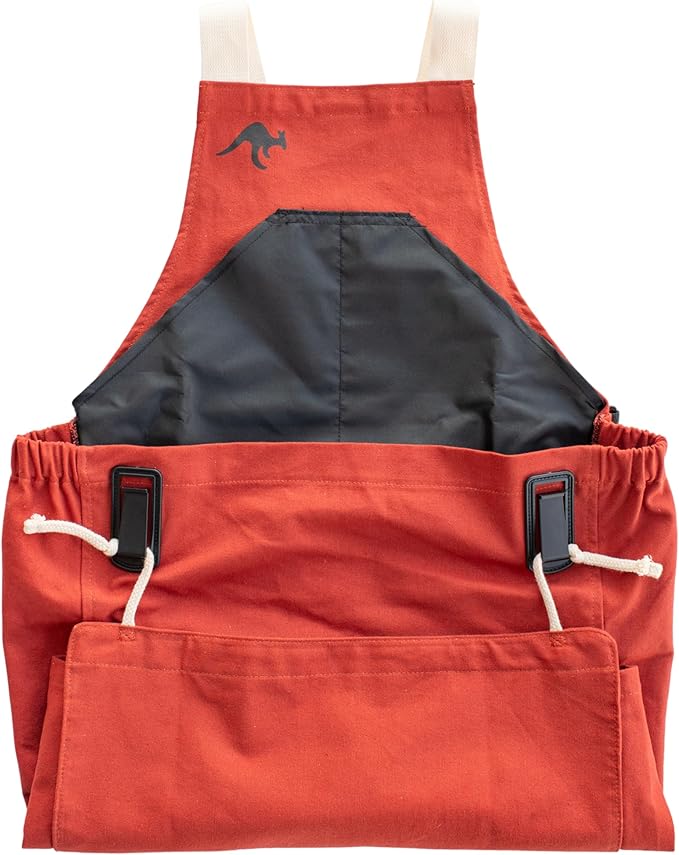 Roo Gardening Apron with Pockets & Harvesting, Picking Pouch - Adjustable, Water-resistant, Washable Canvas Cotton