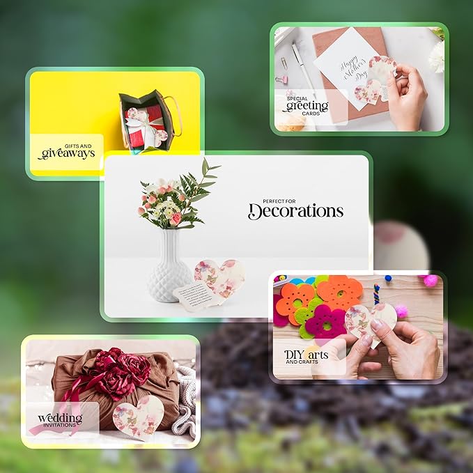 Wildflower Seed Paper - Set of 24 Pink Heart-Shaped with Envelopes and Planting Instruction, Writable & Plantable Gift for Moms and Plant Lovers, Ideal for Weddings, Memorials, Baby Showers