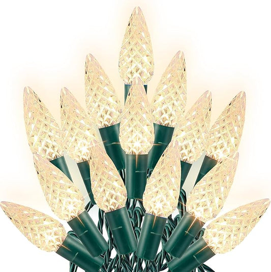 Dazzle Bright C6 Christmas String Lights, 200 LED 66 FT Waterproof Connectable String Lights with Timer, 8 Modes Christmas Lights for Indoor Outdoor Home Garden Yard Xmas Tree Decoration (Warm White)