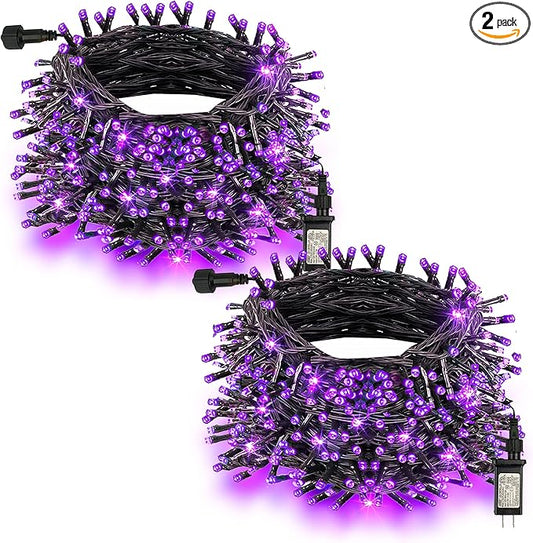 TW SHINE Halloween Lights, 400 LED 132FT Outdoor Halloween Lights Plug in with 8 Modes, Waterproof Christmas Light Outdoor, Indoor Decorations for Party Yard Haunted House Decor, Purple