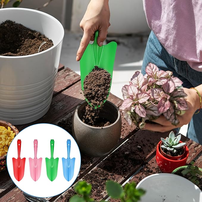 20 Pack Mini Colorful Metal Hand Shovel Digging Trowel Set Transplanting Garden Shovel for Flower Soil Planting Succulent Women Men Gift Indoor Outdoor, 4 Colors Gardening Tools 11 x 3 Inch
