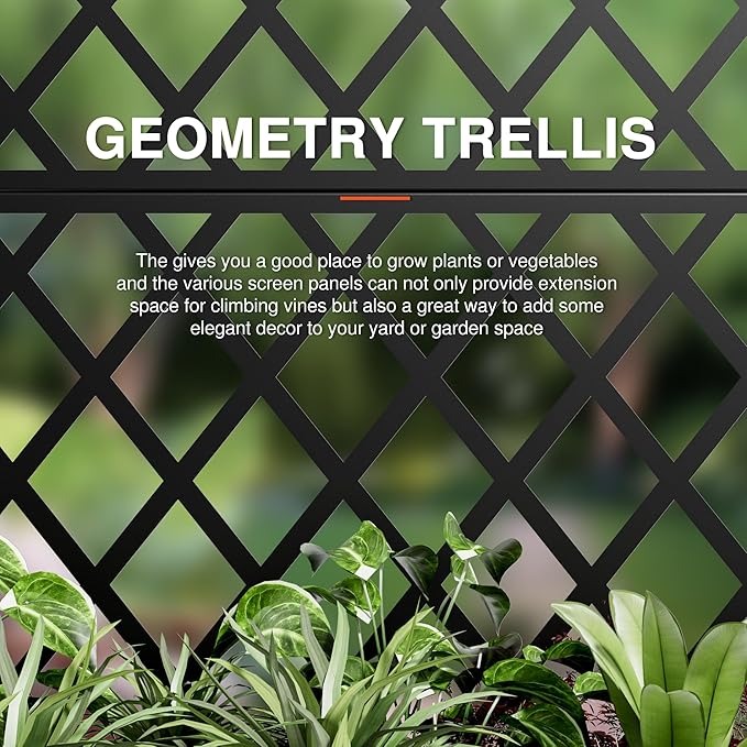 Casaphoria Metal Raised Garden Bed with Trellis and Wheels, 72"x35"x16" Planter Box for Climbing Plants, Vegetables & Vines, Features Drainage Holes and Privacy Screen (Black-Laurence)