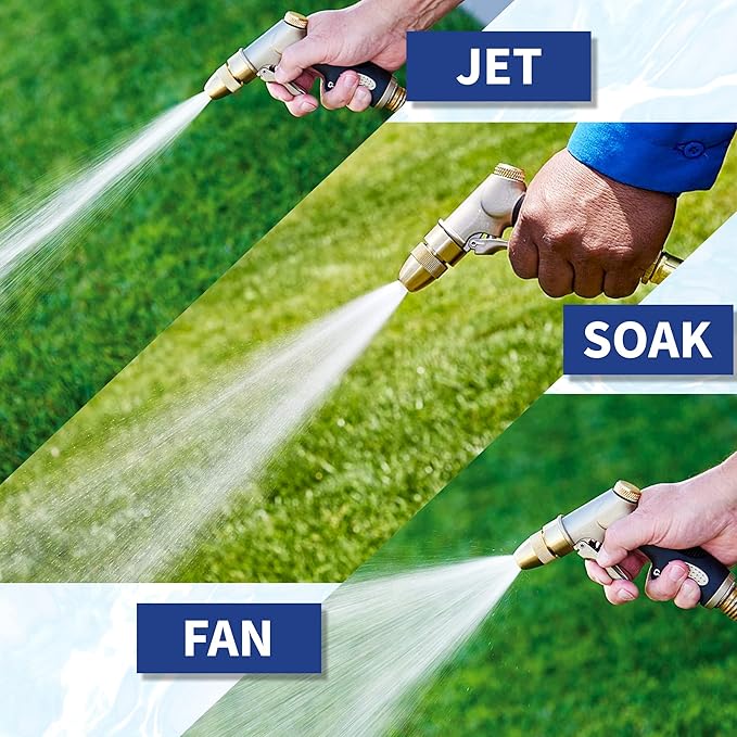 Underhill Prospray Gold Series Garden Water Hose Gun Nozzle Sprayer Head, 3/4-Inch Thread Inlet, Jet Attachment, Heavy-Duty Metal, Adjustable, NG200-P