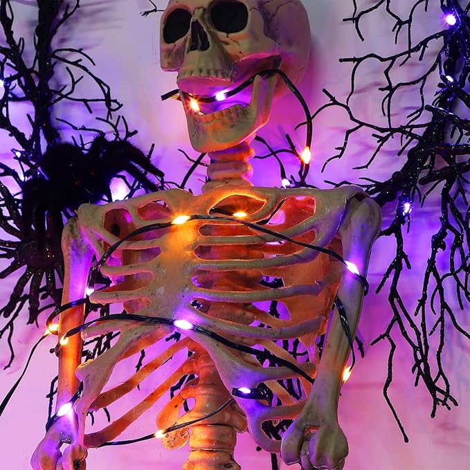 WATERGLIDE Extra Long 328FT Halloween Lights, 1000 LED Outdoor Fairy String Lights, Green PVC Copper Wire Christmas Light, Plug in 8 Modes & Waterproof for Tree Party Home Yard Decor, Orange&Purple