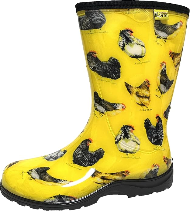 Women's Rain Boots Waterproof Mid Calf Rubber Garden Boots for Women Outdoor Mud Work with Comfort Insole