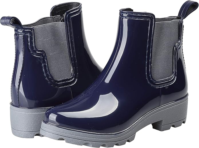 Women's Short Rain Boots Waterproof Slip On Ankle Chelsea Booties