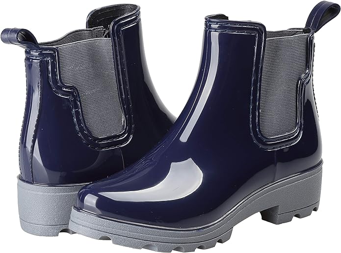 Women's Short Rain Boots Waterproof Slip On Ankle Chelsea Booties