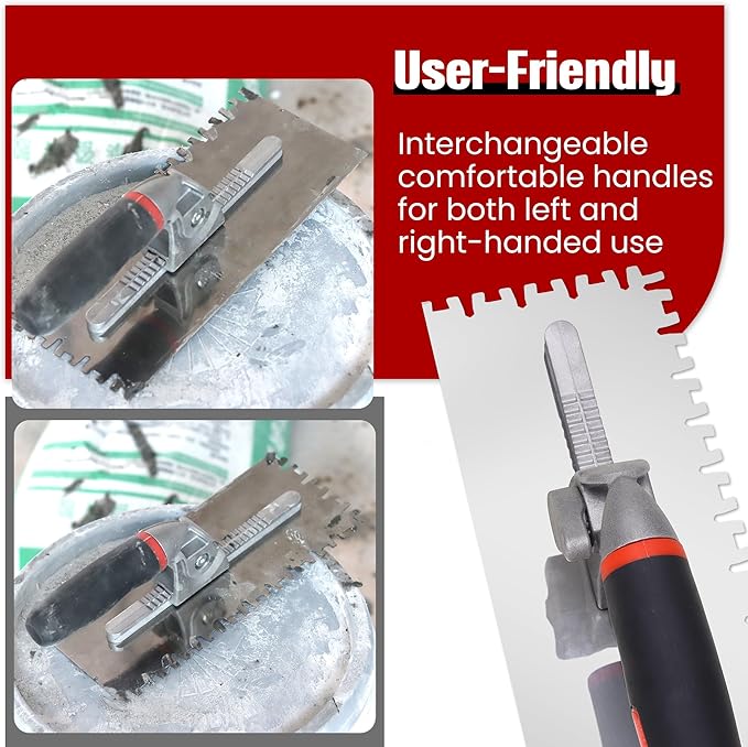 Fishark Switchable Notch Trowel Set，8 Piece Trowel Box Kit, Made of Premium Stainless Steel with Soft Grip Handle, Perfect Tool for Cement, Concrete, Masonry Tile Installation Work