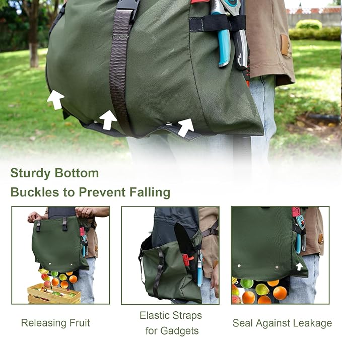 Extra Gardening Apron Waterproof Cross Back Apron, 600D Heavy Duty Apron Harvest and Large Quick Release Pockets