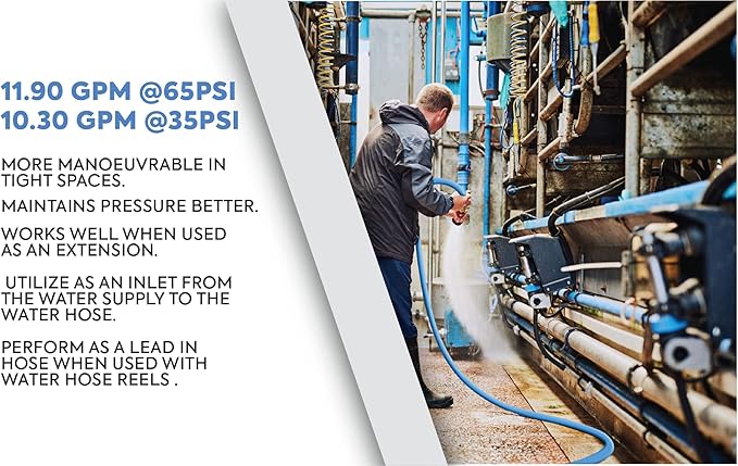 AG-LITE BSAL3406 3/4" x 06' Hot/Cold Water Rubber Garden Hose, 100% Rubber, Ultra-Light, Super Strong, 500 PSI, 50F to 190F Degrees, High Strength Polyester Braided