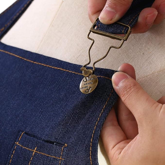 Tosewever Canvas Cross Back Chef Cotton Aprons for Men Women with Large Pockets