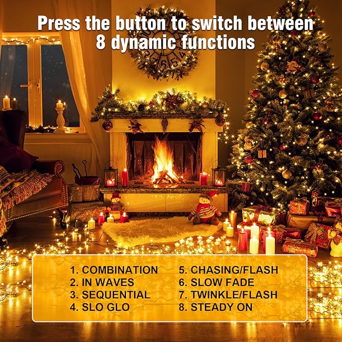 Nisocy 66FT LED String Lights Outdoor Waterproof – Warm White Fairy Lights with Plug, Connectable Christmas Tree Lights for Patio, Garden, Bedroom, Wedding, Party, Decor