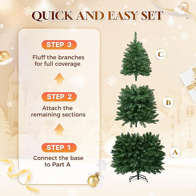 HOLLO STAR 7.5 ft Prelit Christmas Tree with 351 LED Lights, App Control, Artificial Pencil Christmas Tree with Multi-Color RGBW Lights, 1053 Branch Tips, Skinny, Metal Base, for Home, Party