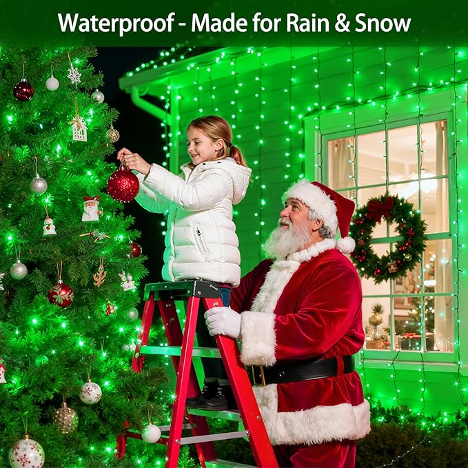 300LED Christmas Lights Outdoor Indoor Use, 12 Lighting Modes 75ft Christmas Tree Lights with Timer, Dimmable Plug in Green LED StringLights Waterproof for Yard Tree Wedding Party Holiday Green