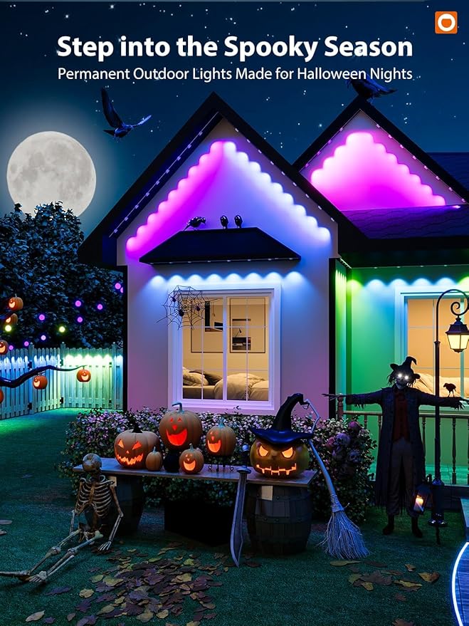 addlon 400FT(200FT*2) Permanent Outdoor Lights, Smart RGB+IC LED Lights for House & Outdoor Decor, App & Remote Control, DIY Scene Modes, IP67 Waterproof for Christmas, Holiday, Party Decorations