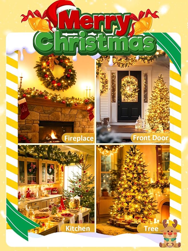 Voice Controlled Christmas Lights Outdoor, 75.8ft 200 LED Extendable Twinkle String Lights with 7 Voice Commands, 12 Modes & Timer, Waterproof Christmas Tree Lights for Party Garden (Warm White)