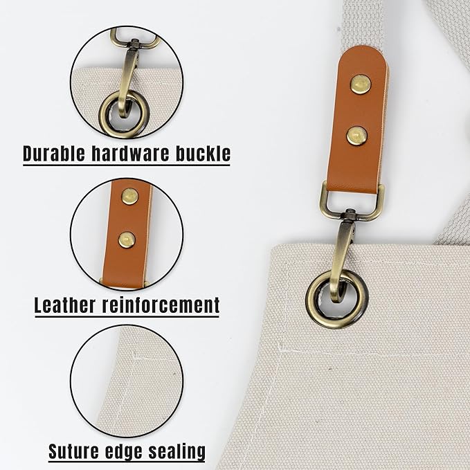 Personalized Chef Aprons for Men Women Canvas Cross Back Heavy Duty Work Apron for Coffee Shop Bartender Bistro Woodworking