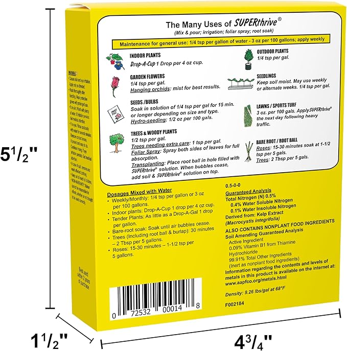 SUPERthrive The Original Vitamin Solution - Liquid Concentrate, May Add to Any Fertilizing Program, 4 fl. oz.
