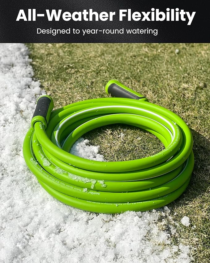 RAINPOINT Garden Hose 50ft - Flexible Heavy Duty Water Hose with Swivel Handle - Lightweight, Hybrid Rubber, 5/8", Male to Female