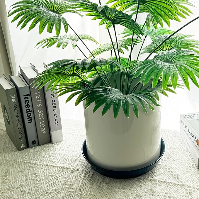 Plant Saucers 12 Inch (12.7 Inch) Plant Trays, Durable Round Glazed Ceramic Flower Plant Water Drip Tray for Pots Planter