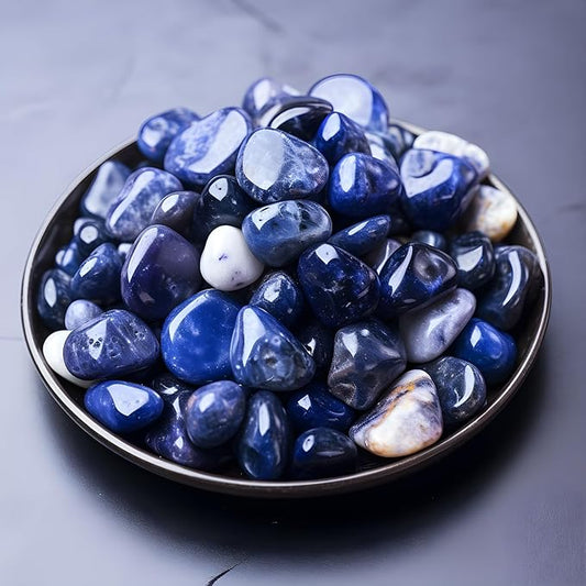 Polished Sodalite Crystals - 72 Pcs, 0.5" 10 oz Handpicked Natural Tumbled Gemstones Rocks, Pebbles for Reiki, Chakra, Healing Home Decor