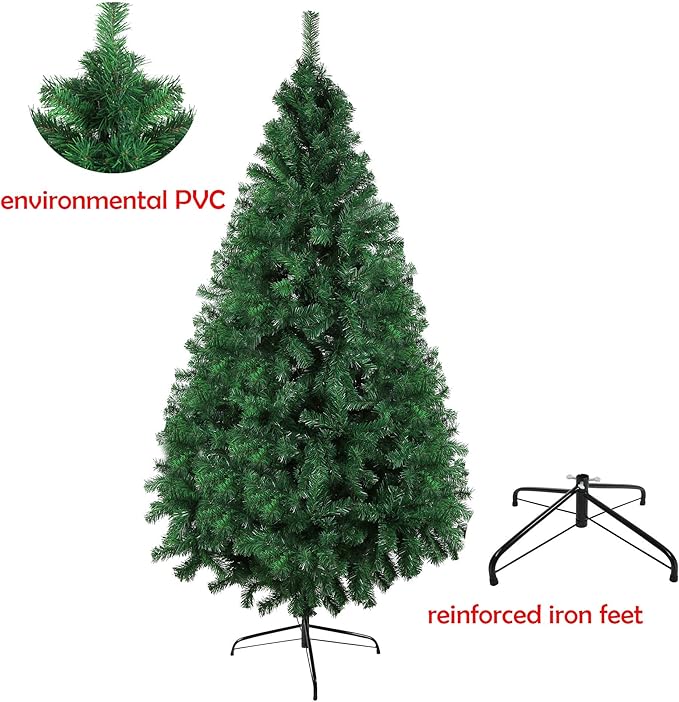 7ft Artificial PVC Christmas Tree with 1000 Tips & Metal Stand Gorgeous Faux-Pine Xmas Tree Seasonal Holiday Decoration for Home,Office and Party