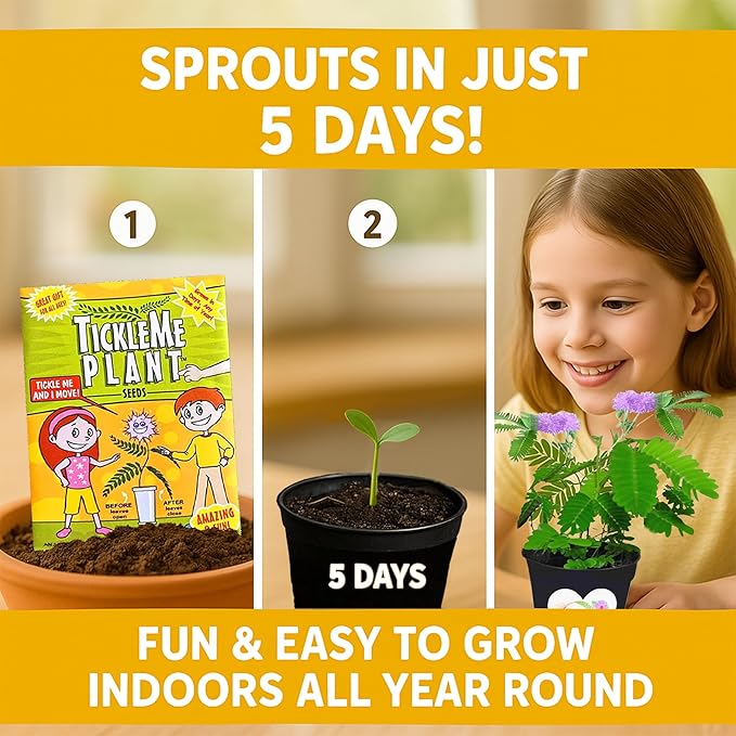 TickleMe Plant Birthday Party Favors (Pack of 2) – Leaves Fold When You Tickle It, Reopen in Minutes – Grow Your Own Fun Interactive Kids Plant Growing Kit, Educational Gift