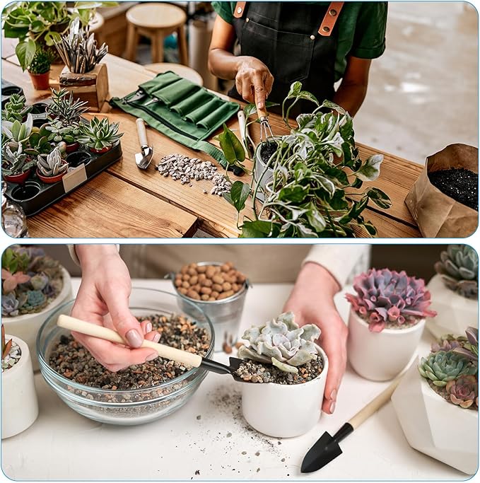 PATIKIL Mini Garden Plant Tool Set, 6 Pack Trowel Shovel Succulent Gardening Hand Tools for Seedlings Bonsai Herbs Planting