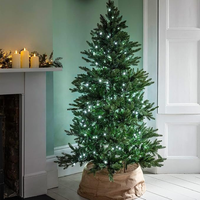 kemooie 300 LED Outdoor Christmas Lights, 99FT 8 Lighting Modes Plug in Green Wire Fairy Lights for Indoor Outdoor Christmas Tree Lights Wedding Party Decoration (White)