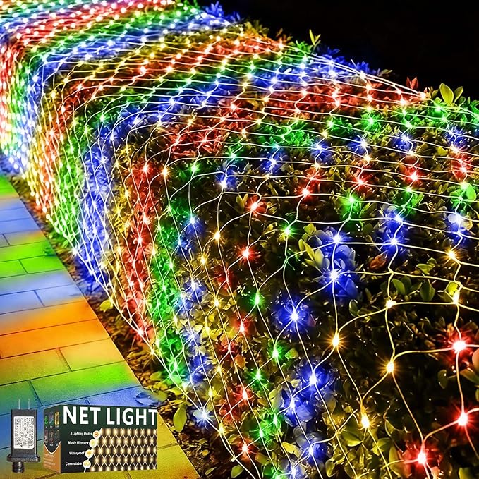 LitHome 21ft x 5ft Christmas Net Lights, 360 LED Mesh Fairy String Lights with 8 Modes, Connectable Plug in Waterproof Mesh Lights for Bushes,Trees,Yard,Patio,Garden Decorations(Multicolor)