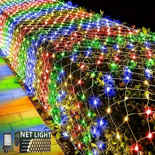 LitHome 21ft x 5ft Christmas Net Lights, 360 LED Mesh Fairy String Lights with 8 Modes, Connectable Plug in Waterproof Mesh Lights for Bushes,Trees,Yard,Patio,Garden Decorations(Multicolor)
