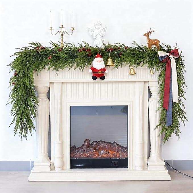 5FT Christmas Artificial Norfolk Pine Garland for Fireplace - Realistic Faux Greenery Fake Garland for Holiday,Table, Window,Mantel,Stairs, Home,Indoor Outdoor Decor (1PCS)