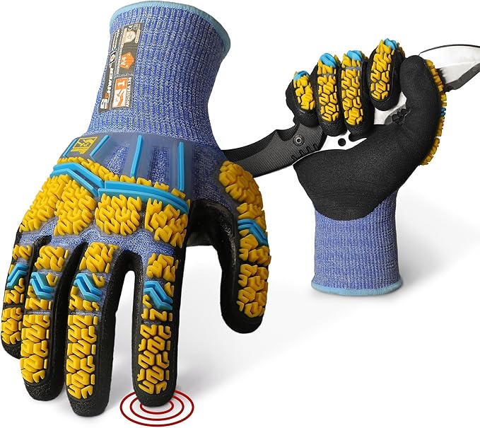 Schwer PRO-SKIN Impact Gloves with ANSI A4 Cut Reistant Protection, Flexible and Comfortable Work Gloves with Grip，Touchscreen, Used for Oil and Gas E&P，Mechanic, Construction, Non-PFAS, XL, PM3900-T