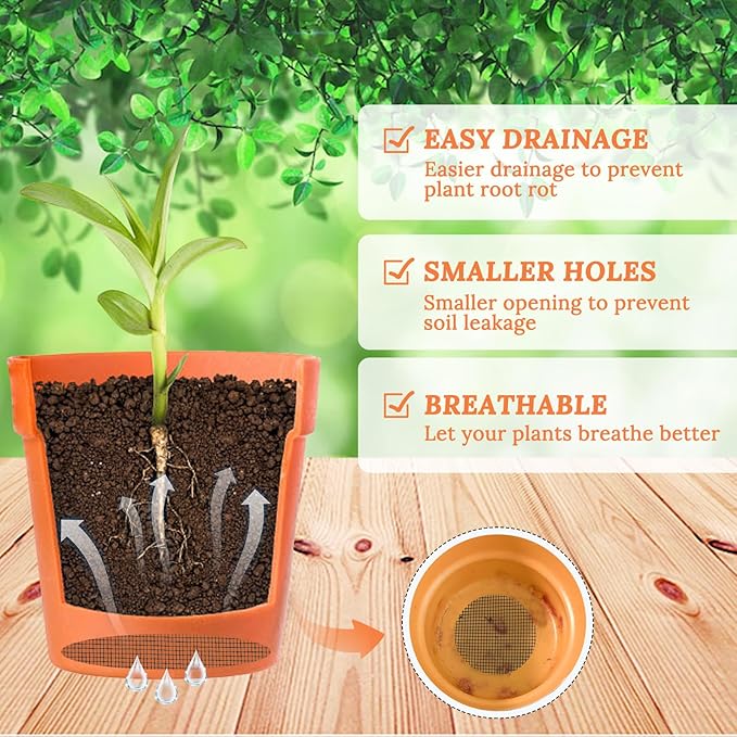 10pcs Plant Mesh,11.8x7.8 Inch Reusable Mesh for Plants,Terrarium Mesh for Drainage Soil Leakage Prevention, Indoor & Outdoor Potted Plants