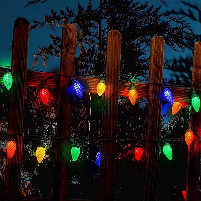 Brightever C9 Battery Operated Christmas Lights, 70FT 100LED String Lights Battery Powered with Timer & 8 Lighting Modes, Indoor Outdoor Christmas Light for Patio Garden Decoration, Multicolor, 1-Pack