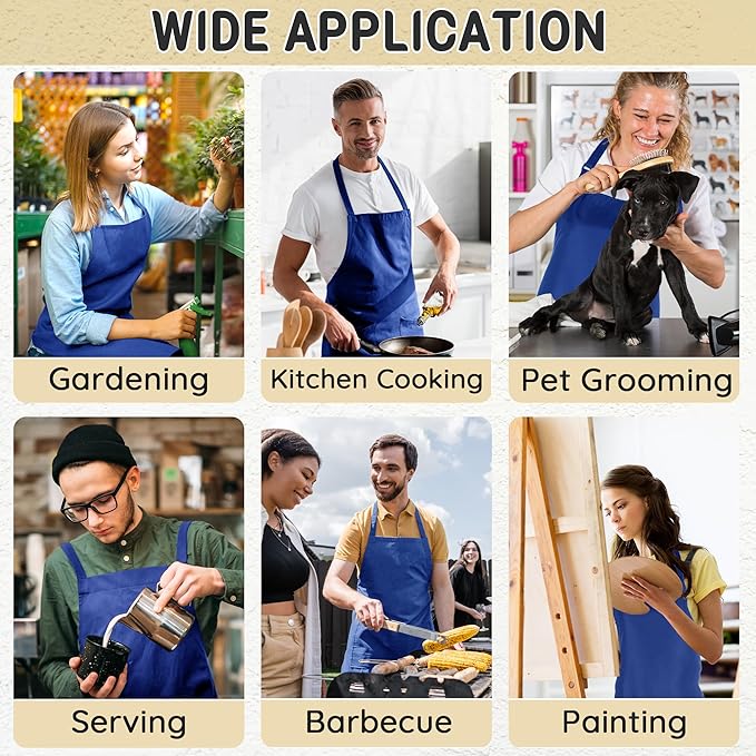 Chef Apron for Men and Women Wash Free Bib Apron with 2 Pockets Water & Oil Proof Adjustable Aprons