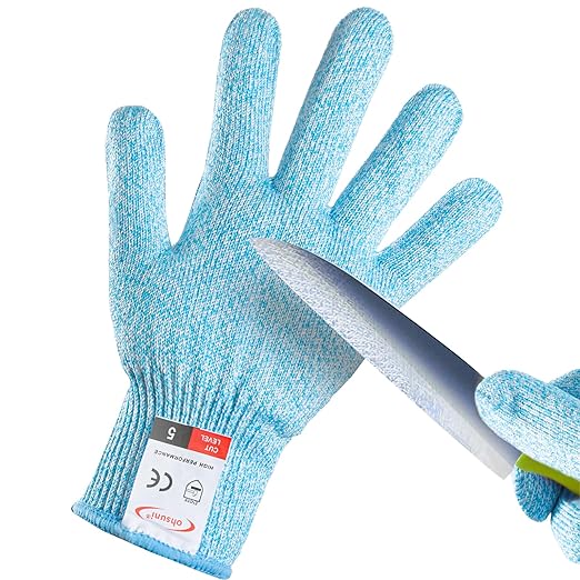 Cutting Gloves, 1 Pairs of Cut Resistant Gloves Food Grade, Cut Resistant Gloves for Kitchen, Oyster Shucking, Fish Fillet Processing, Carving Wood and Gardening(Medium-Blue)