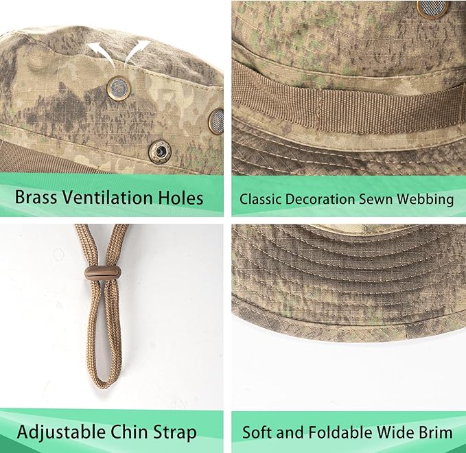 Sun Hats for Men Women Boonie Hat UPF 50+ Bucket Hat Wide Brim UV Protection Fishing Hiking Safari Outdoor Hats