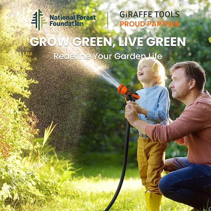 Giraffe Tools Garden Hose 10ft x 5/8'', Short Water Hose Heavy Duty, Lightweight, Flexible Hybrid Hose with Swivel Handle, Male to Female Fittings