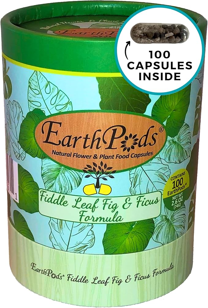 EarthPods® Fiddle Leaf Fig Fertilizer Spikes – 100 Organic Plant Food Capsules for Ficus, Monstera, Rubber Tree, Dracaena, Pothos, Calathea - Made in USA